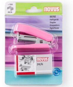 Heftalica "MINI", 12 listova, 24/6 roze Novus