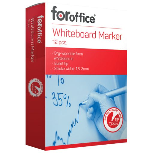 PAKET whiteboard markera PLAVI okrugli vrh 17881, 12 komada, Foroffice - Image 2