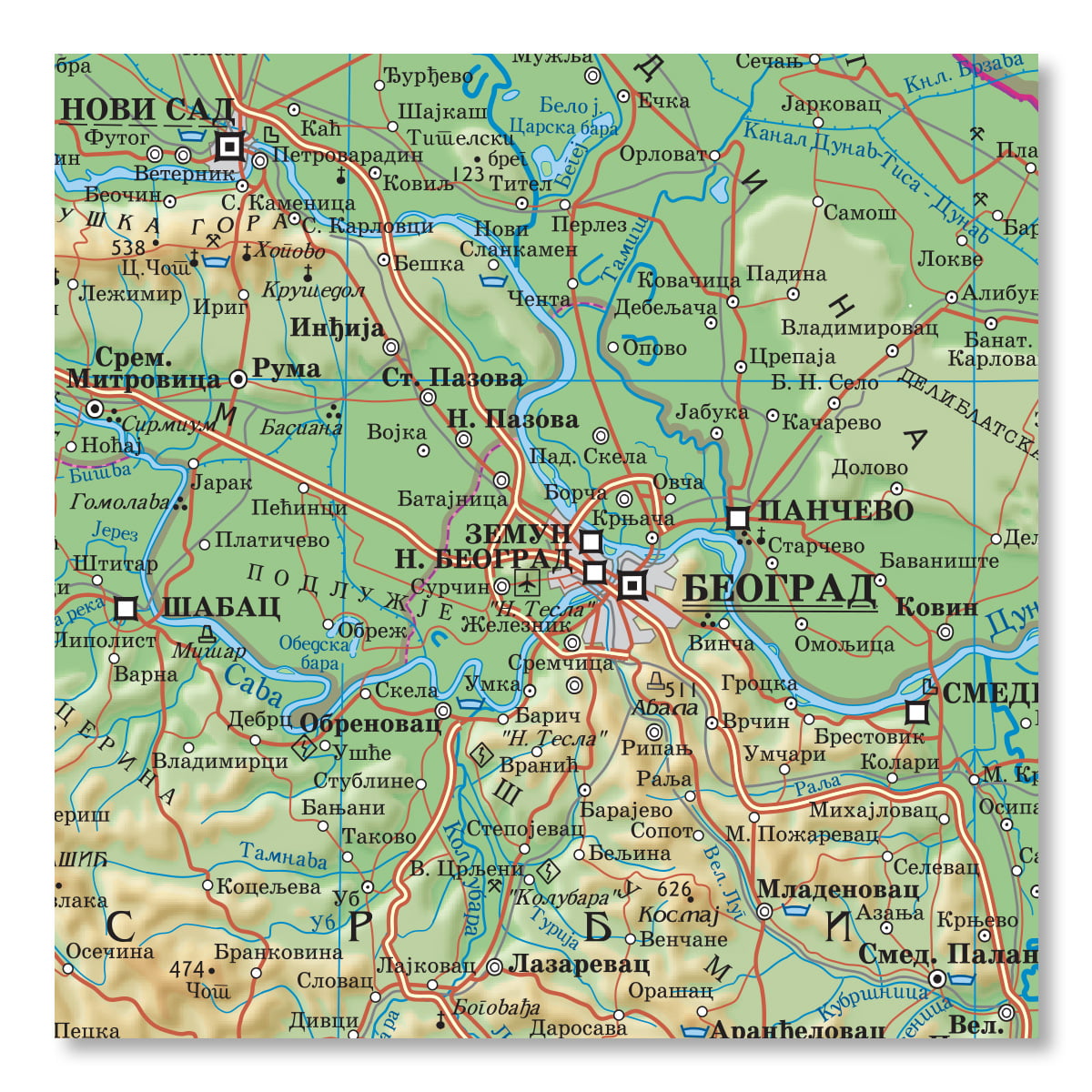 Fizičko-geografska karta SRBIJA 1:1200000 Magic map - Slika 2