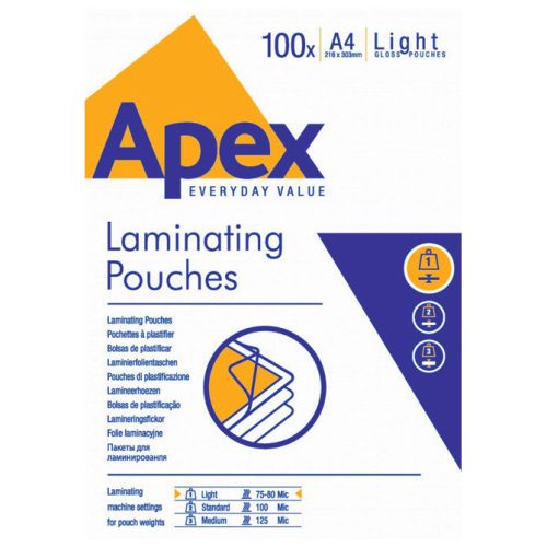 Folija za plastificiranje 80my A4 sjajna 1/100 Apex 6003201, Fellowes