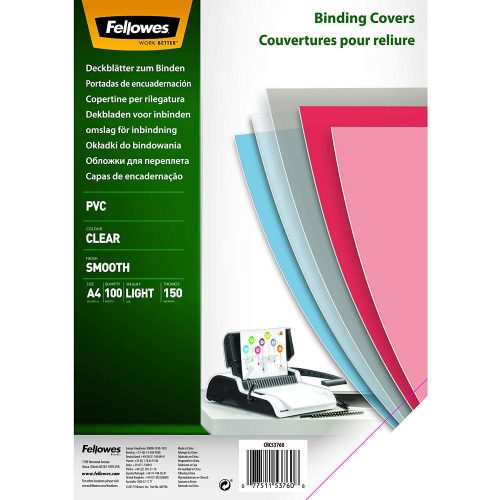 Folija za koričenje 150my pvc A4 pk100 5376001 Fellowes