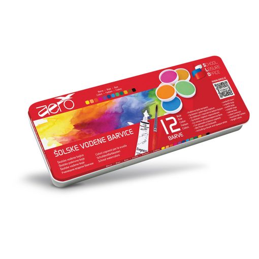 Vodene boje metalno pakovanje 1/12 + bela tempera i četkica, Aero - Image 2
