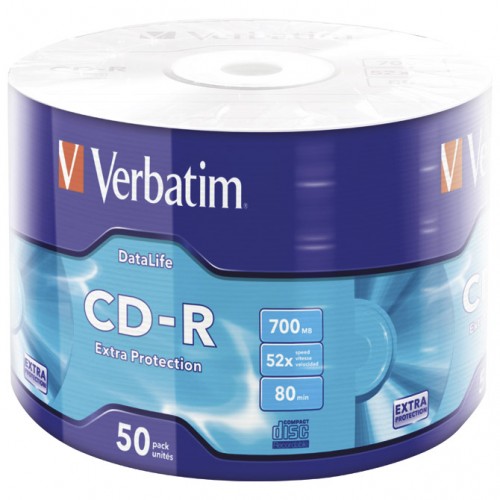 CD-R 52X 700mb Extra Protection Wrap 1/50 43787, Verbatim