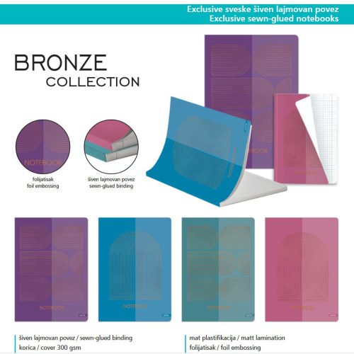 Sveska A5 karo 96L Bronze Collection Lastva