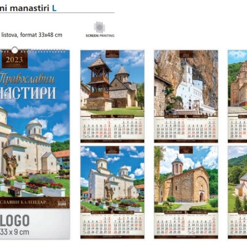 Zidni kalendar poslovni PRAVOSLAVNI MANASTIRI 2025