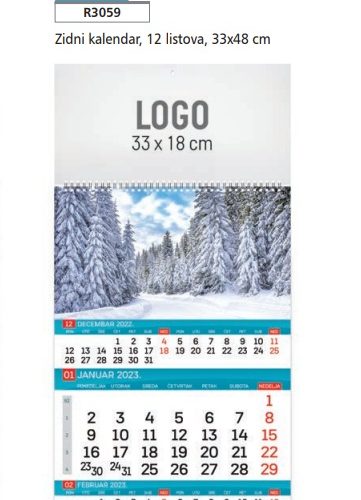 Zidni kalendar poslovni PRIRODA 2025