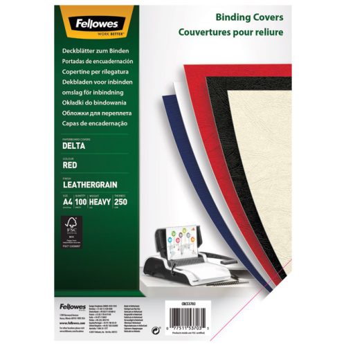 Karton za koričenje 250gsm A4 1/100 CRVENI 5370305, Fellowes