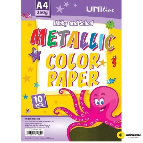 Karton metalik papir OGLEDALO 250gr ZLATNI 1/10, UNL-0704