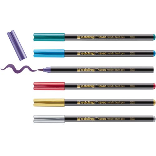 Brush flomasteri E-1340, 1-6 mm metalik set 1/6 sortirano Edding