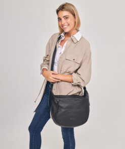 Torba na rame ženska kožna 38x28x8 cm Dharma crna Gabol