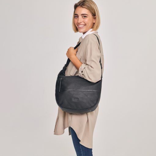 Torba na rame ženska kožna 38x28x8 cm Dharma crna Gabol