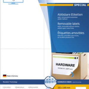 Etikete 105x148 A4/4 1/25 removable