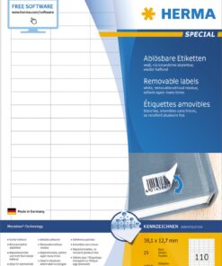 Etikete 38X12,7 A4/110 1/25 removable Herma