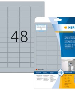 Etikete 45,7x21,2 A4/48 1/25 aluminium look Herma