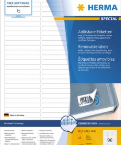 Etikete 63X8,5 A4/96 1/25 removable Herma