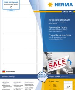 Etikete 96X42,3 A4/12 1/25 removable