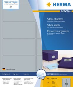 Etikete 96X50,8 A4/10 1/25 srebrna Herma