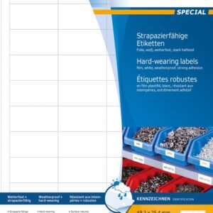 Etikete nepoderive 48,3x25,4 A4/44 1/25 bela