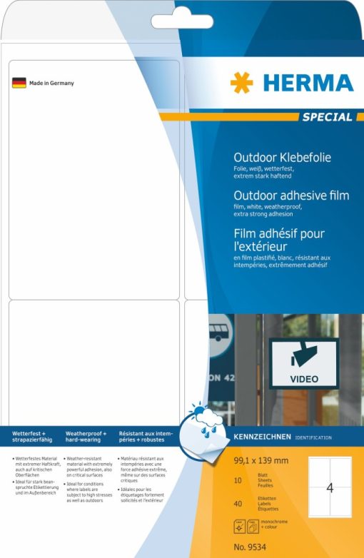 Outdoor etikete 99,1x139 A4 1/10 bela Herma