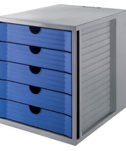Police za dokumentaciju sa fiokama SYSTEM BOX, 5 fioka plava Han