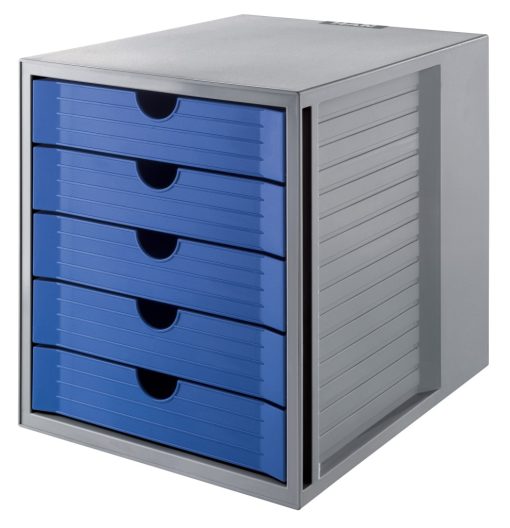 Police za dokumentaciju sa fiokama SYSTEM BOX, 5 fioka plava Han
