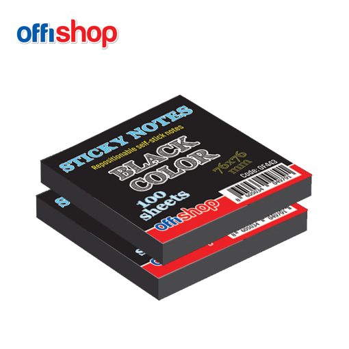 Samolepljivi blokčić 75x75 CRNI 100lista OF443, Offi Shop