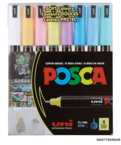 SET Markera na vodenoj bazi PC-1MR XFINE 0,7mm 8/1 SOFT COLOURS PASTEL, Uni POSCA