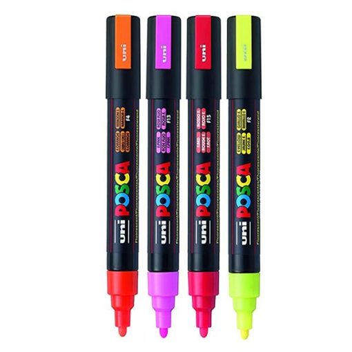SET Markera na vodenoj bazi PC-5M 1,8-2,5mm 4/1 FLUO COLOURS, Uni POSCA - Image 3