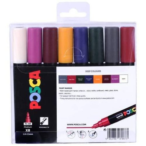 SET Markera na vodenoj bazi PC-5M 1,8-2,5mm 8/1 TAMNE DEEP COLOURS, Uni POSCA