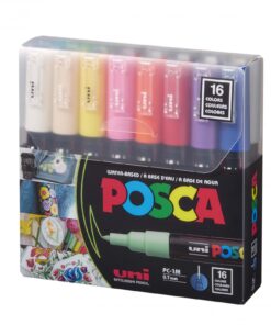 SET Markera na vodenoj bazi PC-1M XFINE 0,7mm 16/1 BASIC, Uni POSCA