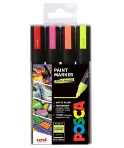 SET Markera na vodenoj bazi PC-5M 1,8-2,5mm 4/1 FLUO COLOURS, Uni POSCA