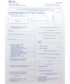 Obrazac ŠV-20 izveštaj o upisu studenta