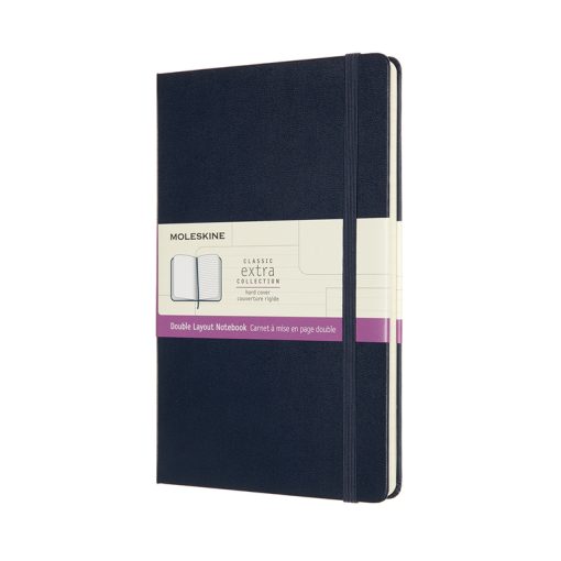 Rokovnik Notes Blanko+Dikto A5 TP, DOUBLE LAYOUT, klasični dnevnik PLAVI, Moleskine