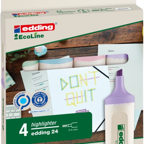 Tekst markeri PASTELNI u setu E-24 EcoLine pastel 1/4, Edding