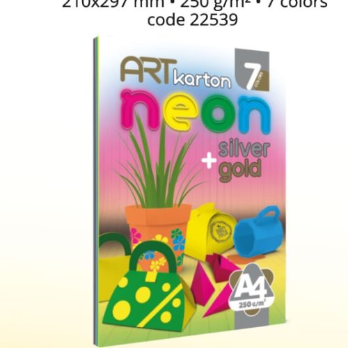 ART Karton NEON BLOK 250gr/m2 7 boja, Gold-Silver, Optimum