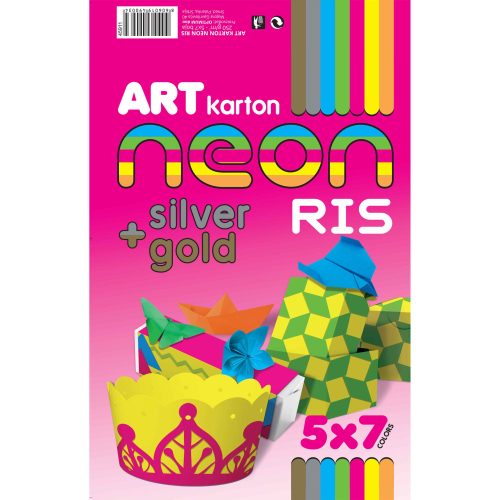 ART Karton NEON BLOK 250gr/m2 5x7 boja, 35lista, Gold-Silver, Optimum
