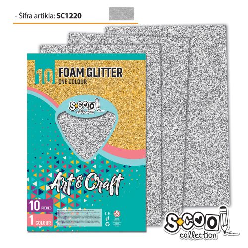 Pena karton A4 EVA GLITTER SREBRNI 1/10, S-Cool