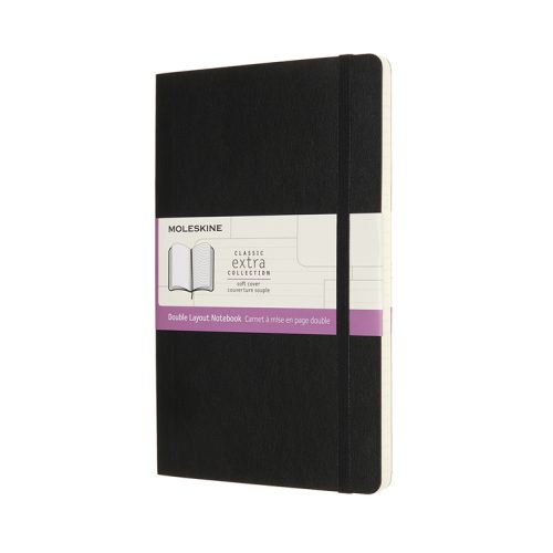 Rokovnik Notes kvadratići A5, DOUBLE LAYOUT, Soft Cover CRNI, Moleskine
