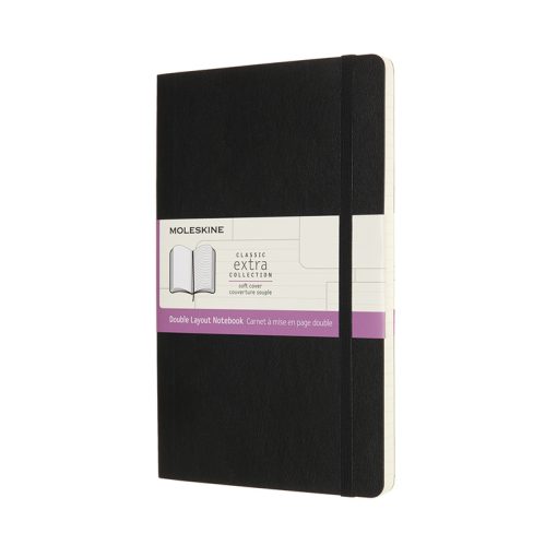 Rokovnik Notes kvadratići A5, DOUBLE LAYOUT, Soft Cover CRNI, Moleskine