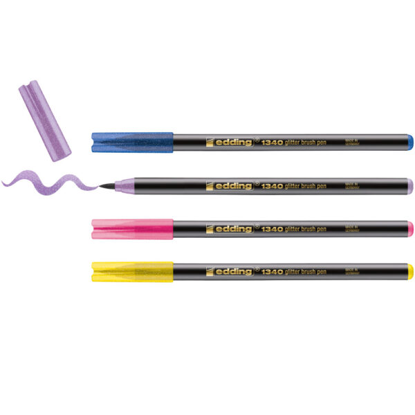 Brush flomasteri E-1340, 1-6 mm glitter set 1/4 sortirano Edding