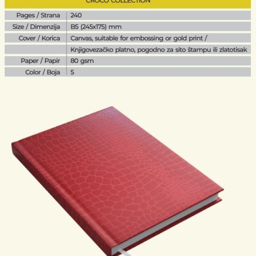 Rokovnik Notes B5 CRVENI CROCO