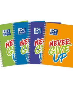 Sveska A4+ spirala Never Give up PP korica 80 lista , optički papir karo, Oxford