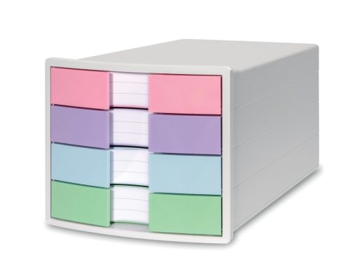 Police za dokumentaciju sa fiokama IMPULS 2.0, 4 fioke pastel bela Han - Image 3