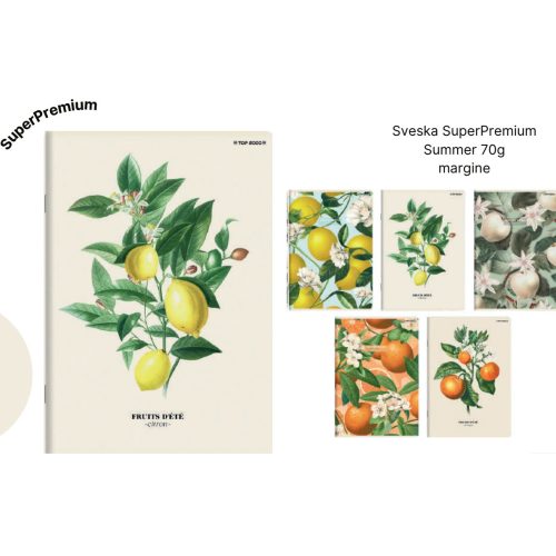 Sveska A5 SuperPremium 60 lista Summer ,70g  dikto margine, Top2000