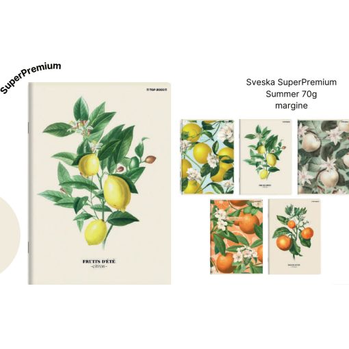 Sveska A5 SuperPremium 60 lista Summer ,70g  dikto margine, Top2000
