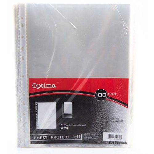 Fascikla U A4 XXL CLEAR 80mic 1/100, Optima