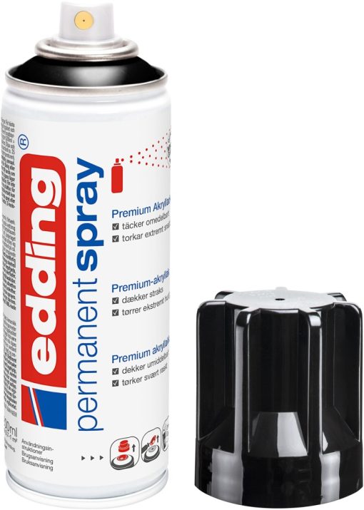 Permanent sprej E-5200 glossy , 200 ml sjajno crna Edding - Image 2