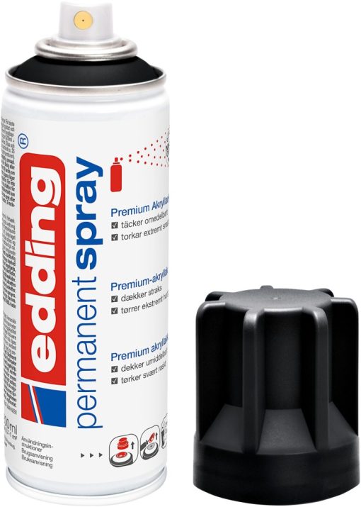 Permanent sprej E-5200 mat, 200 ml crna Edding - Image 2