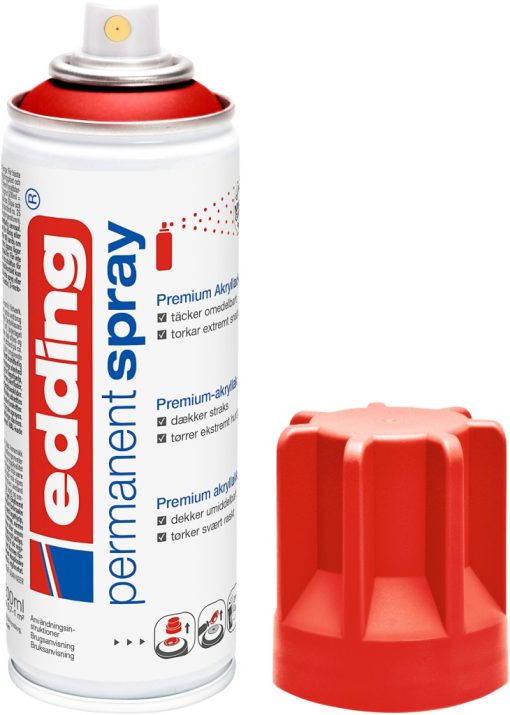 Permanent sprej E-5200 mat, 200 ml crvena Edding - Image 2