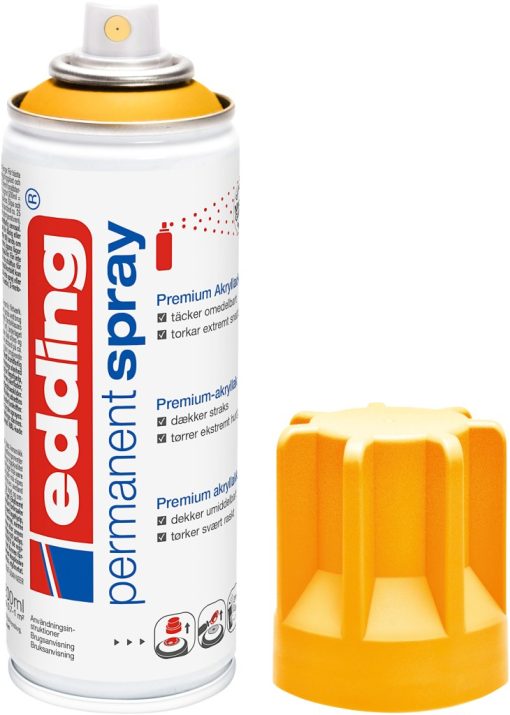Permanent sprej E-5200 mat, 200 ml jarko žuta Edding - Image 2